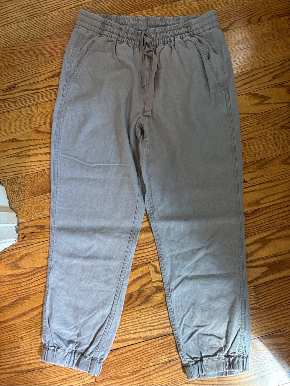 Gray Linen joggers with Drawstring Pant